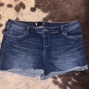 Kut from the Kloth Blue Jean Shorts with Frayed Hem